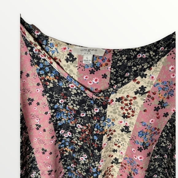 UMGEE Patchwork Floral Ruffle Hem Mini Dress - Picture 2 of 5